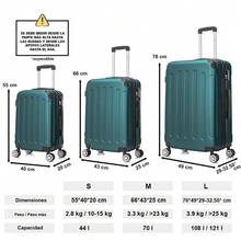 ABS登机箱，中号/大号，带4个360度旋转双轮，带电子锁，硬壳行李箱和伸缩手柄，防水耐用，是商务旅行和度假的理想之选。颜色有黄色、藏青色、薄荷绿、紫色、黑色、银色、红色、粉色、玫瑰金、青绿色和绿色。 - 墨綠色 - 查看 2