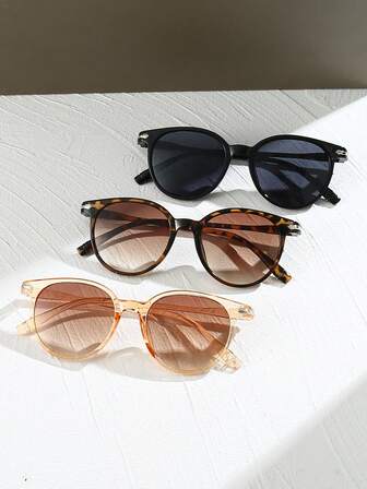 3pcs Retro Round Frame Glasses, Fashion & Texture Perfectly Integrated, Classic Versatile Style, Made Of Quality PC Material, Suitable For Any Face Shape, Unisex