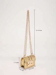 Minimalist Mini Alligator Grain Chain Shoulder Bag Crossbody Bag - Gold - View 4