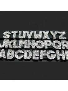 26Pcs 8Mm English Letter Rhinestone Alloy Nail Art Decorations, Diy Jewelry Accessories, Suitable For Perforated Shoes, Phone Cases, Bracelets, Phone Straps, License Plate Keychains, Jewelry Findings Nail Supplies Nails Nail Charms Nail Gems