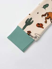 Bamboo Fiber -  Western Style Cowboy Print Set, Comfortable And Fitted, Highly Elastic, Machine Washable, Suitable For Outdoor Use. - 米色 - 查看 3