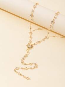 1 件金色/银色透明玻璃星星性感长 Y 型项链，闪亮吊坠项链，适合日常佩戴、约会、派对、节日、周年纪念、生日礼物，优雅、精致、简约、奢华、可爱 - 金黃色 - 查看 3