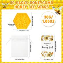 60 piezas/20 sets 90 piezas/30 sets Regalos de fiesta de baby shower con tema de abeja que incluyen jabón de panal con tarjeta de agradecimiento, bolsas de regalo, jabón de miel como regalo para los invitados, decoraciones para fiesta de revelación de género, premios de juegos de baby shower