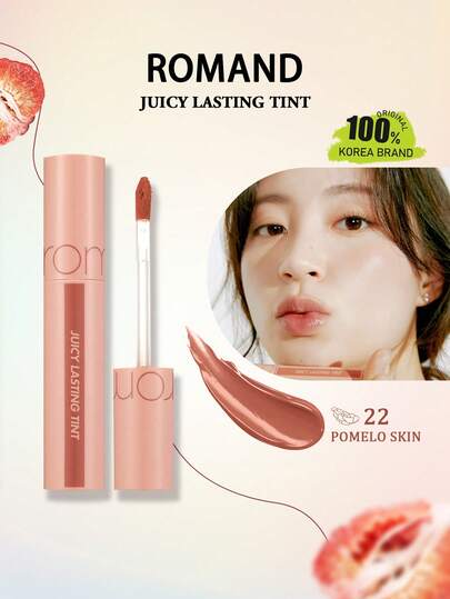 Rom&nd Romand 持久水润唇釉 22 柚子色，水润光泽，打造玻璃般光泽，持久显色，水润持久配方，令双唇饱满水润，韩妆，5.5克/0.19盎司
