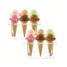 1pc Ice Cream Cone/Cup Holder Stand, 6 Slots Cone/Cup Rack, Universal For Holiday Party, Buffet Restaurant, Sushi Hand Roll Display, No Power Needed - Multicolor - View 1
