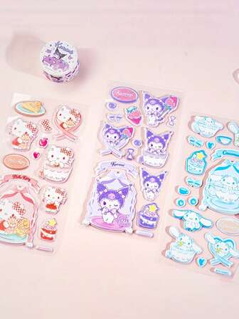  8 件 Sanrio 3D 泡沫贴纸，手工 DIY 创意日记贴纸，可爱装饰贴纸