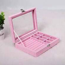 1pc Delicate Jewelry Storage Box With Anti-Oxidation, Earrings, Necklaces, Rings Display Stand, Velvet & Acrylic Accessories Container, Gift For Valentine's Day ,Jewellery Box,Pouch,Makeup Brush Holder,Brush Holder,Perfume Organiser,Pouch Bag - Beige - View 14