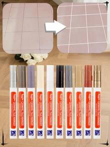 5 件装瓷砖标记填缝笔墙缝笔用于瓷砖地板浴室接缝修复返校防水瓷砖填缝笔，白色瓷砖修补笔防霉填缝美化剂地砖接缝清洁笔，易于使用的凝胶腻子笔用于浴室厨房瓷砖，返校学校家庭办公用品防水填缝修复笔
