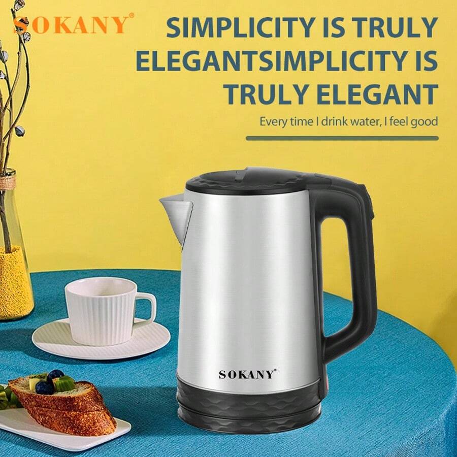 SOKANY SONAKY 09022 Electric Kettle, Stainless Steel Electric Kettle, Household Lightweight And Fast Heating Design, Automatic Shutdown And Safety Protection, High-Efficiency Kettle, Smooth Teapot Design, Durable Kettle, Suitable For Home Boiling Water, Making Tea And Rapid Heating