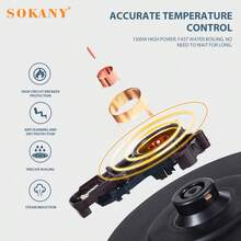 SOKANY SONAKY 09022 Electric Kettle, Stainless Steel Electric Kettle, Household Lightweight And Fast Heating Design, Automatic Shutdown And Safety Protection, High-Efficiency Kettle, Smooth Teapot Design, Durable Kettle, Suitable For Home Boiling Water, Making Tea And Rapid Heating