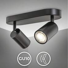 1pc GU10 Recessed Ceiling Light, LED Black Aluminum Ceiling Lamp, Single Head, Dual Head, Adjustable Angle, Replaceable Bulb, Black Tube Light Wall Lamp Spotlight, Suitable For Living Room, Bedroom, Kitchen, Dining Room, Bar, Study - Black Aluminum Ceiling Light - View 3