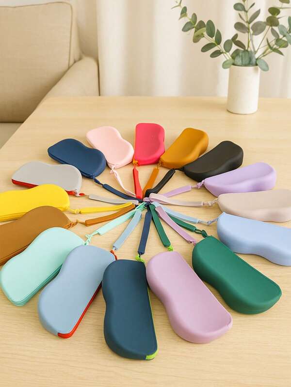 1 estojo de silicone com zíper para óculos, óculos de sol, óculos de sol, caixa para guardar diversos óculos, bolsa de viagem, pequena bolsa multifuncional à prova de poeira para guardar diversos itens, portátil e conveniente para transportar, estojo de silicone para óculos, adequado para casa, viagens e deslocamentos. Acessórios essenciais para viagem, bolsa de viagem, férias, volta às aulas, material escolar, óculos de sol feminino.