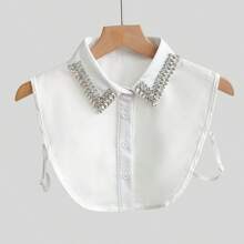 1pc Women's Luxury Handmade Rhinestone Embellished Detachable Collar, Versatile Decoration Apparel Accessory, Suitable For Spring, Summer, Autumn, Winter