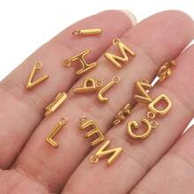 10pcs Stainless Steel Alphabet Pendants DIY Necklace Earrings Bracelet Jewelry Making Accessories