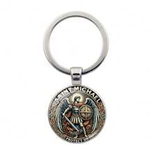 1/2 St. Michael's Defender Zinc Alloy Keychain - Exquisite 2D Combat Design With The Words "Protect Us" Engraved, Men's Durable Car Keychain, Fashionable Religious S For Easter, Father's Day, Birthdays, And Anniversaries, Faith Accessories, Fashionable Pendants, Polished Treatment, Amulets, Spiritual S Car Accessories Cute Goth Y2k Christmas Gift Ideas Bag Charms Car Teacher Friend Sister - Multicolor - View 13