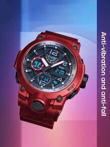 1 件双显示圆形男女通用手表，多功能闹钟，时尚电子表 - A - 查看 4