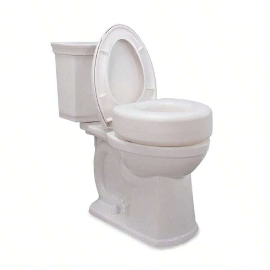 NEW770610 4 Inch Portable Raised Toilet Seat Riser Elevated Toilet Seat For Seniors7.3 - White - View 1