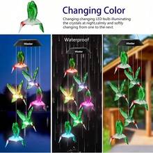 Hummingbird Solar Wind Chimes Color Changing Solared Lights Outdoor Waterproof LED Wind Chimes Solar Powered Lights For Home Party Yard Garden Christmas Decoration(Blue)