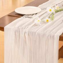 3pcs Ivory Cheese Cloth Table Runner, 118 Inches/10 Feet (Approx. 300cm) Bohemian Farmhouse Gauze Table Cloth For Wedding Party Birthday Home Decor Holiday Decoration - متعدد الألوان - مشاهدة 4