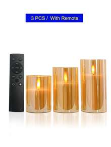 1/3pcs Flameless Candle Lights With Timer/Remote Control, Battery Powered LED Candle Lamps, Romantic Decor Lights For Holiday, Tabletop, Christmas, Valentine's Day, Wedding, Birthday, Party