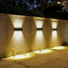 4-częściowa lampa ścienna zewnętrzna IP44 zasilana energią słoneczną, oświetlenie zewnętrzne 12/16 LED, oświetlenie ogrodowe do willi, zerowy rachunek za prąd, bezprzewodowa konstrukcja do zewnętrznego muru granicznego