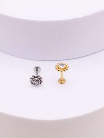 1pc Stainless Steel Internal Thread Round Drilling And Welding Small Ball Ear Bone Screw Nail Lip Nail Piercing Jewelry