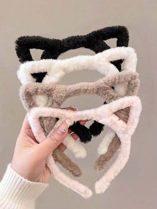 1/4 قطع شريط رأس أذن قطة ناعم للبنات للعودة إلى المدرسة، متوفر ب- 4 ألوان، شريط رأس أذن قطة جميل، هدية رائعة للأخوات، اكسسوار وردي مفضل، شريط شعر للنساء