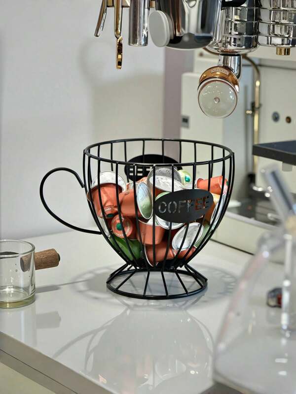 1 pieza Raqueta de almacenamiento de cápsulas de café de estilo nórdico negro, aperitivos y dulces de lujo para el hogar, para exhibición de cafeterías y bares