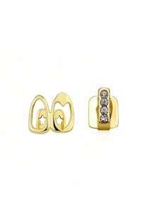 1Pc14k Copper Hollow Heart Cutout Clip-On Tooth Jewelry, Y2K Grillz Valentines
