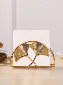 1 Stück eleganter, minimalistischer Tissue-Box-Halter aus Eisen und Edelstahl mit Ginkgo-Blatt-Design, dekoratives Accessoire für Esszimmer, Couchtisch, geeignet für Zeremonien und Hochzeitsdekoration, perfektes Urlaubsgeschenk, Hotel-/Café-Servietten-Spender