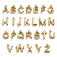 10pcs Stainless Steel Alphabet Pendants DIY Necklace Earrings Bracelet Jewelry Making Accessories