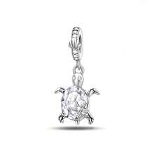 镀银诞生石吊坠，优雅的龟形珠子装饰，适合手链项链，是送给妈妈、女士和家人的时尚生日礼物