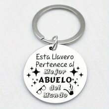 2 Stücke Bester Opa Schlüsselanhänger, spanisch lasergravierten runden Edelstahl Schlüsselanhänger für Opa, Weihnachten, Thanksgiving, Geburtstag Geschenke, Familien Party Zubehör