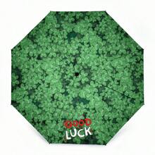 Green Lucky Grass Folding Umbrella Travel Necessities Creative Fun Lightweight Portable Uv Protection Rain Umbrella For Men And Women