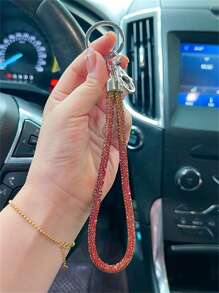 Cordón de teléfono con strass de moda, soporte de llaves con cristales brillantes para mujer, correa para la muñeca resistente para mochila escolar