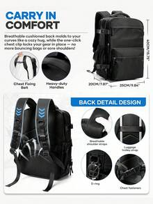 42英寸×15英寸×29英寸真空压缩旅行背包，非常适合周末旅行、露营和存放笔记本电脑，真空压缩系统可节省50%以上的空间，也适合存放学习用品。 - 彩色 - 查看 5