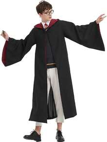 1 pieza Capa de mago encantado | Capa con capucha unisex para cosplay y eventos escolares Auténtica bata de bruja/mago | Disfraz de fantasía premium con capucha ajustable Capa mágica de género neutro | Conjunto de capa con capucha de hechicero para adultos | Atuendo de rol para convenciones de anime y Halloween