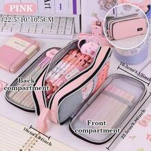 1PC/2PCS 多隔层简约女孩文具盒 - 多功能考试铅笔盒，适合学校使用（高美学设计） - 彩色 - 查看 26