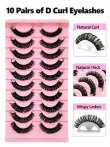 Rikuaild 10 Cặp Lông Mi Giả Nga Cổ Điển D Curl Lông Mi Giả Dày Mịn Lông Mi Giả Tự Nhiên Có Thể Tái Sử Dụng Lông Mi Giả Dày Mịn - Lông mi giả dạng dải của Nga - Xem 6