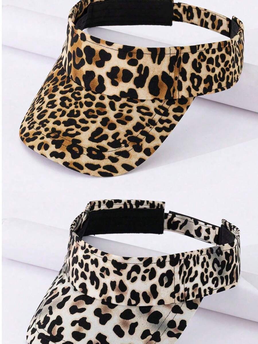 1 件女士可调节豹纹防晒棒球帽，适合海滩、度假、户外活动