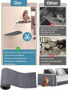 Cat Scratching Mat, Trimmable Self-Adhesive Cat Scratching Carpet, Trimmable Cat Furniture Protector For Furniture, Sofa, Door Or Wall Protector, Scratching Post Replacement Pad (Dark Gray, Light Gray) - 淺灰色 - 查看 3