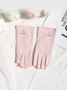 1 Pair Manicure Gloves, UV Protection, Finger Exposed Design, Suitable For Nail Art, Pink - Pink - View 13