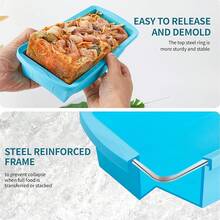 Silicone Freezer Tray With Lid 2 Pack Silicone Freezer Molds - Large Ice Cube Tray - Makes 4 Perfect 2 Cup Portions Meal Prep Containers- Oven & Dishwasher SafeWXH - 4 杯湯塊-2p - 查看 2