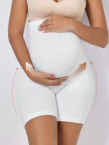 孕妇高弹力腰3/4长内裤，适合日常穿着 - 白色 - 查看 6