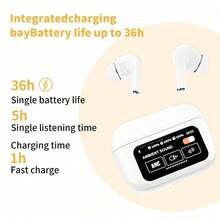 A9 Pro Noise Cancelling Bluetooth Earbuds, Wireless Ear Buds Noise Cancelling Bluetooth Headphones USB Charging With 13 Functions LED Display Mic For IPhone & Android (White) - 1 - 查看 7