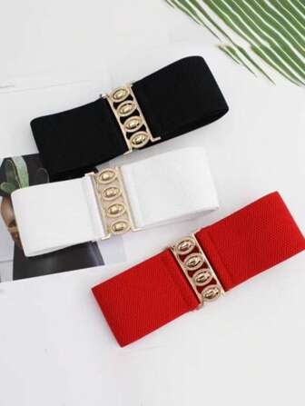 1pc/2pcs Elastic Waist Cinch Belt, Fashion Minimalist Wide Waistband For Dress, Sweater, Jacket, Black Fall, Autumn, Halloween