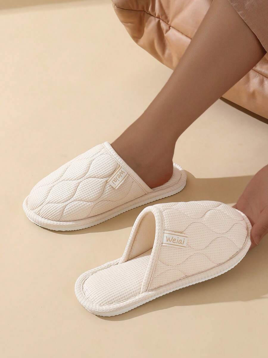 Dép đi trong nhà họa tiết gợn sóng màu trơn thời trang cho nữ, đế bằng, nhẹ, dễ mang, phù hợp cho cả nam và nữ khi đi nghỉ - 1 cái màu trắng - Xem 1
