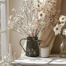 Z2 BellaDecor Vintage Pitcher Vase Rustic Farmhouse Vase For Flowers Vintage Metal Milk Jug Small Decorative Pitcher Shabby Chic Decor For Home, Kitchen, Bathroom, Gray