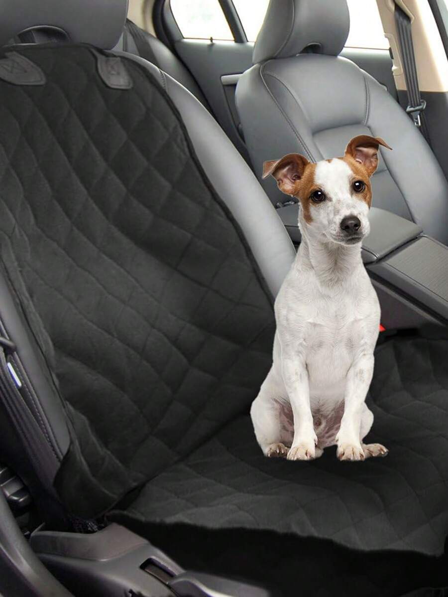 狗狗汽车前座套，防刮宠物座椅套，前座防滑座椅保护套，桶形座椅套，适用于狗狗卡车、轿车和 SUV，黑色，19/''x43/'' 单前座狗狗座椅套 - 黑色 - 查看 1