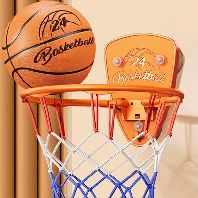 1pc Kids Basketball Hoop Set: Indoor No-Drill Basketball Hoop, Silent Wall-Mounted Foldable Basketball Hoop, Suitable As Holiday Gift For Boys And Girls, Family Interactive Game